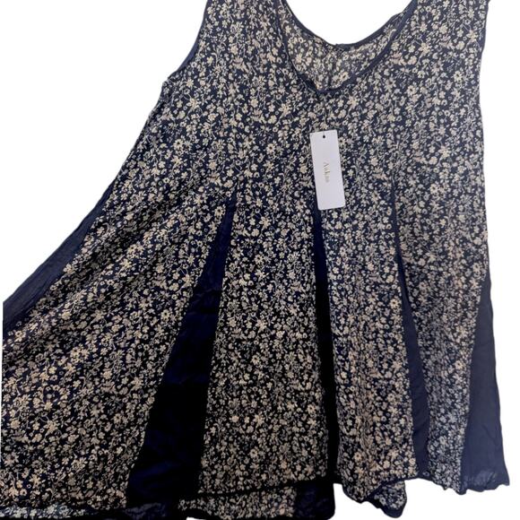 NEW WITH TAGS AaKaa Blue Floral Bohemian Mini Swing Dress Medium - Picture 4 of 4